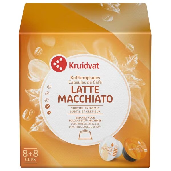 Kávové kapsuly Kruidvat Latte Macchiato<br>16 kusov