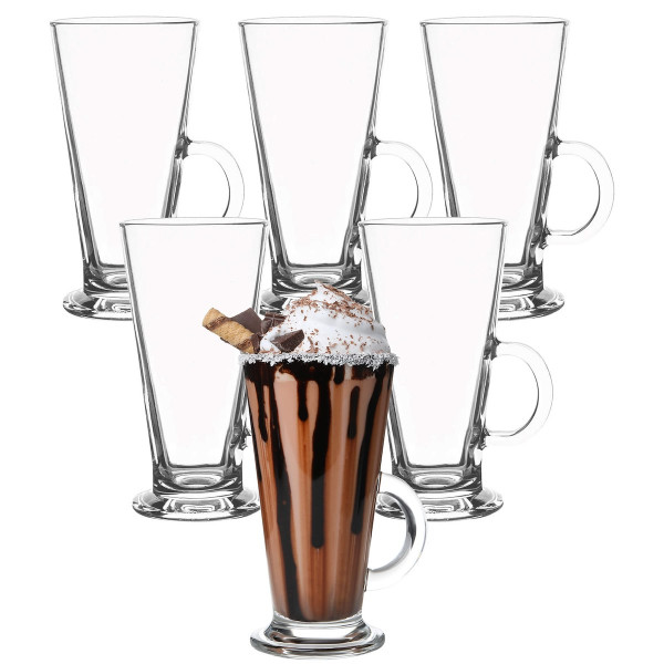 Filiżanki do kawy latte, deserów 280 ml komplet 6 szt. szklanek z uchem