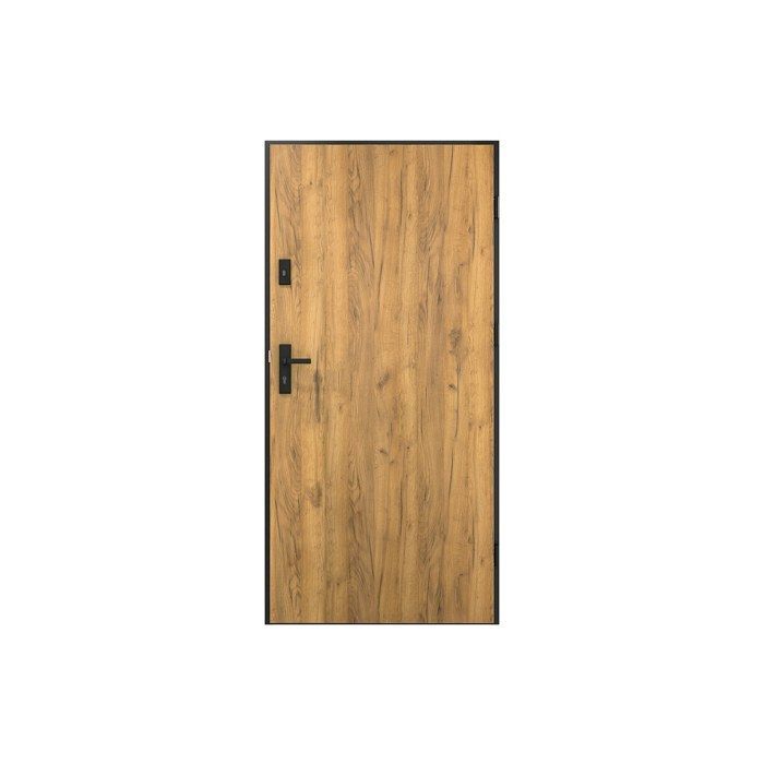 Puerta frontal de acero macizo de 207 x 100 cm (alto x ancho) - Efecto roble con rayas negras - 55 mm de espesor - Apertura a la izquierda - COBRITA