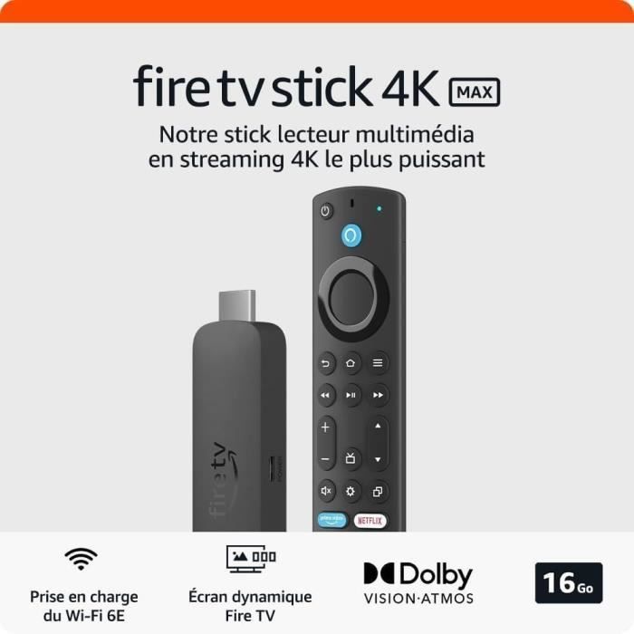 Fire TV Stick 4K Max - AMAZON - Wifi 6E - Negro - 4K Ultra HD - Dolby Vision - Alexa