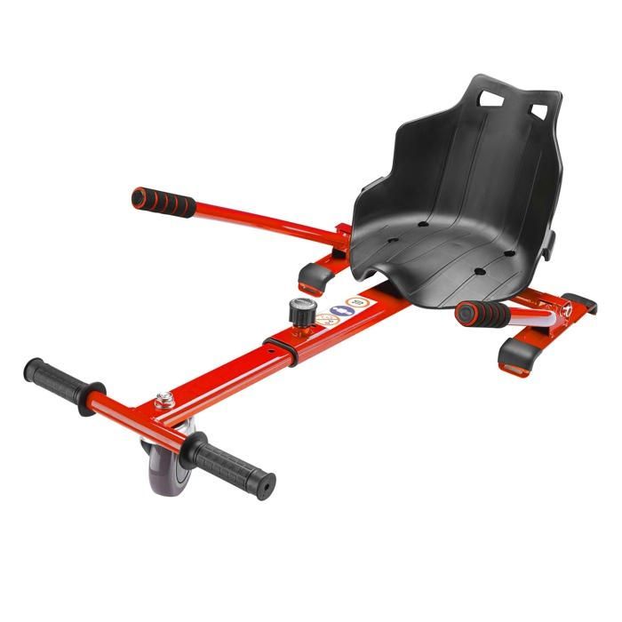 Wiltec Balance Scooter Seat – Red – 120 kg max. capacity – with wheels and handles – adjustable for adults and children –