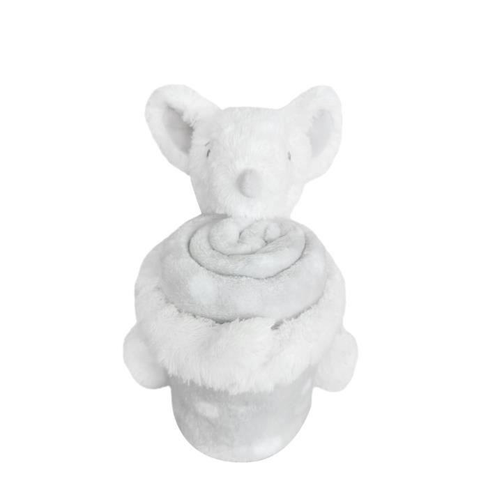 Kikkaboo Set cadeau couverture bébé 2 en 1, doudou 25 cm, couverture 100 x 70 cm [Gris]