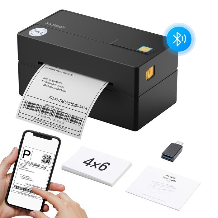 Inateck Imprimante d'étiquettes Thermiques Mobiles sans Fil 4 x 6 - pour Colis d'expédition