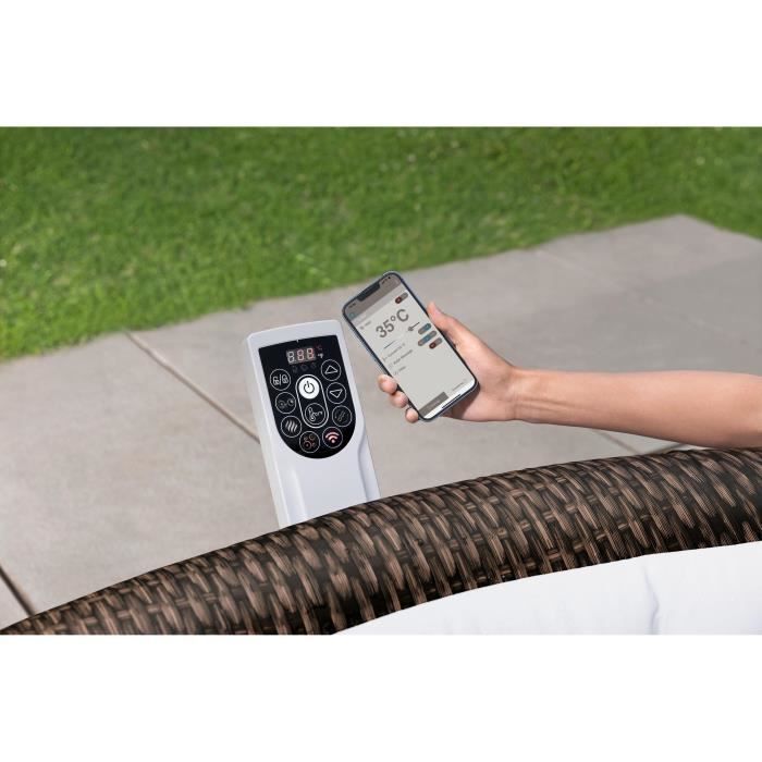 Spa hinchable BESTWAY - Lay-Z-Spa Bali - 180 chorros de aire - 216 x 71 cm - De 5 a 7 plazas - Redondo (cubierta, cartucho, difusor)