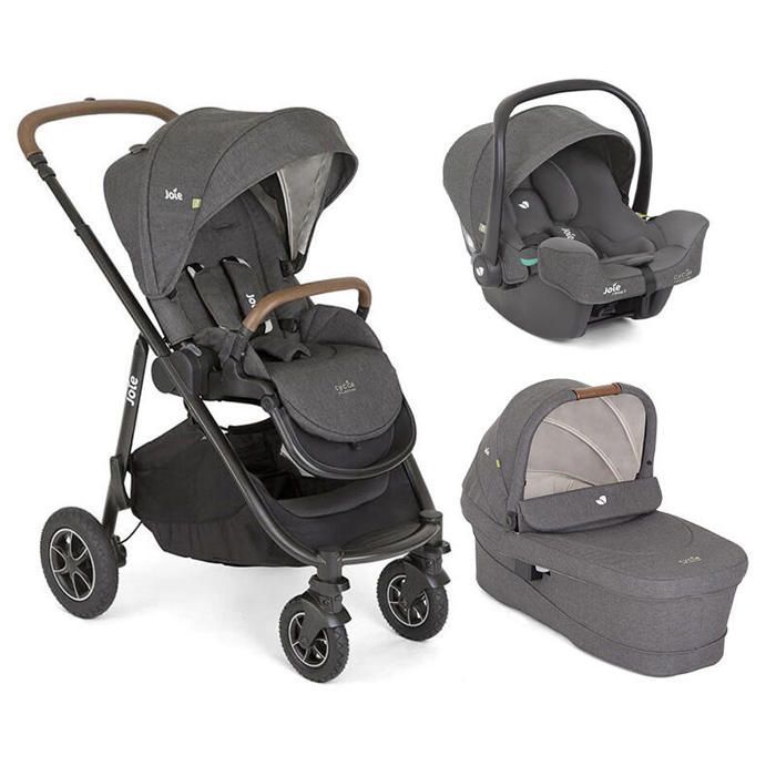 JOIE - Cochecito Versatrax Trio + Silla de coche i-Snug 2 + Capazo Ramble XL Gris