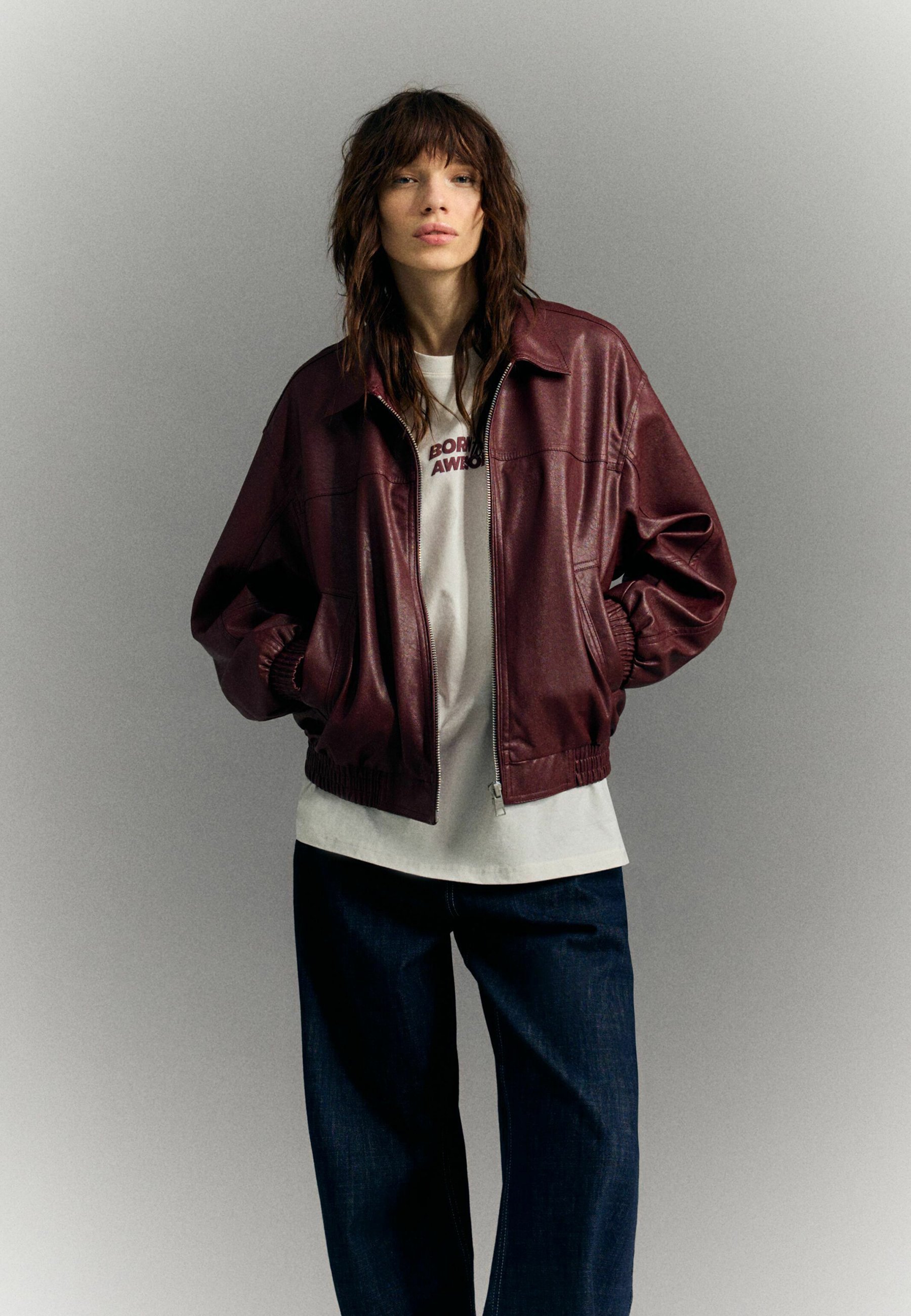 Giacca bomber Bershka - rosso scuro