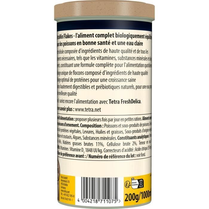 TetraMin Flocos - TETRA - Alimento completo para peixes tropicais - 1 L