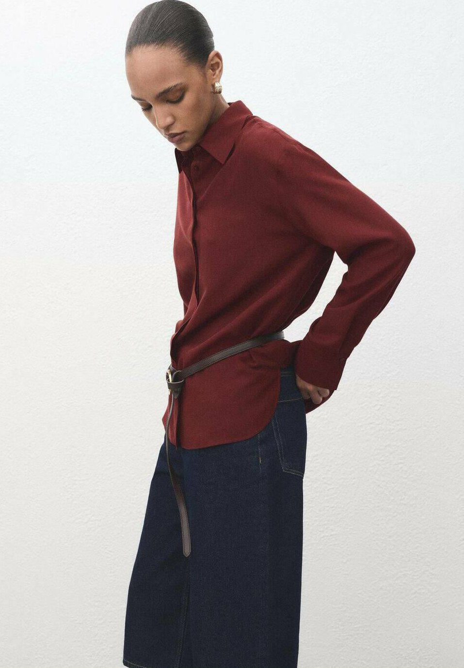 Mango Bluse mit Knopfleiste – Dunkelrot