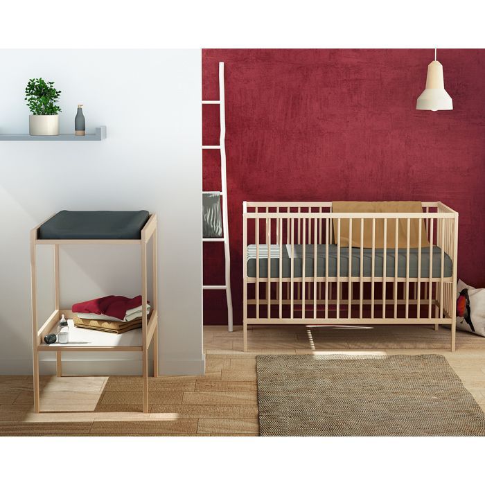 WEBABY - MILO Wickeltisch mit 1 Ablage in rohem Buchenholz -