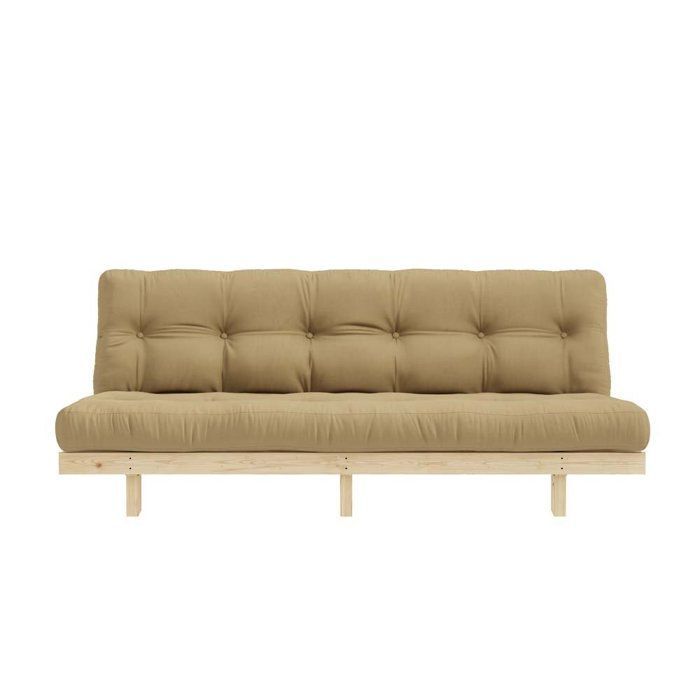 Banquette convertible futon LEAN bois de pin coloris beige blé 130x200 cm