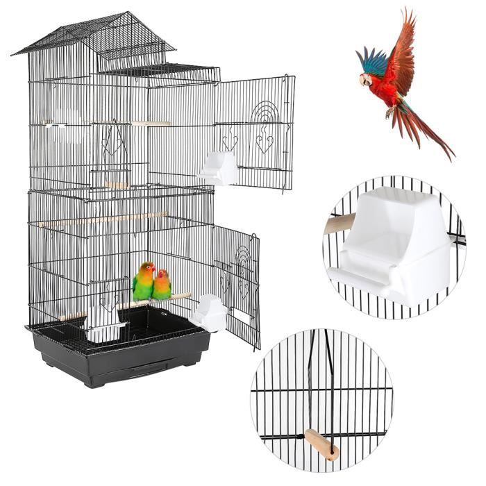 Volière Cage oiseau en Métal pour Calopsitte élégante perruche canari perroquet avec Plateau