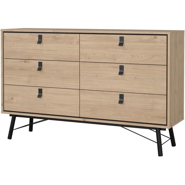 Commode RY - 6 Tiroirs - Décor Chêne - L150,3 x P40,1 x H94,8 cm