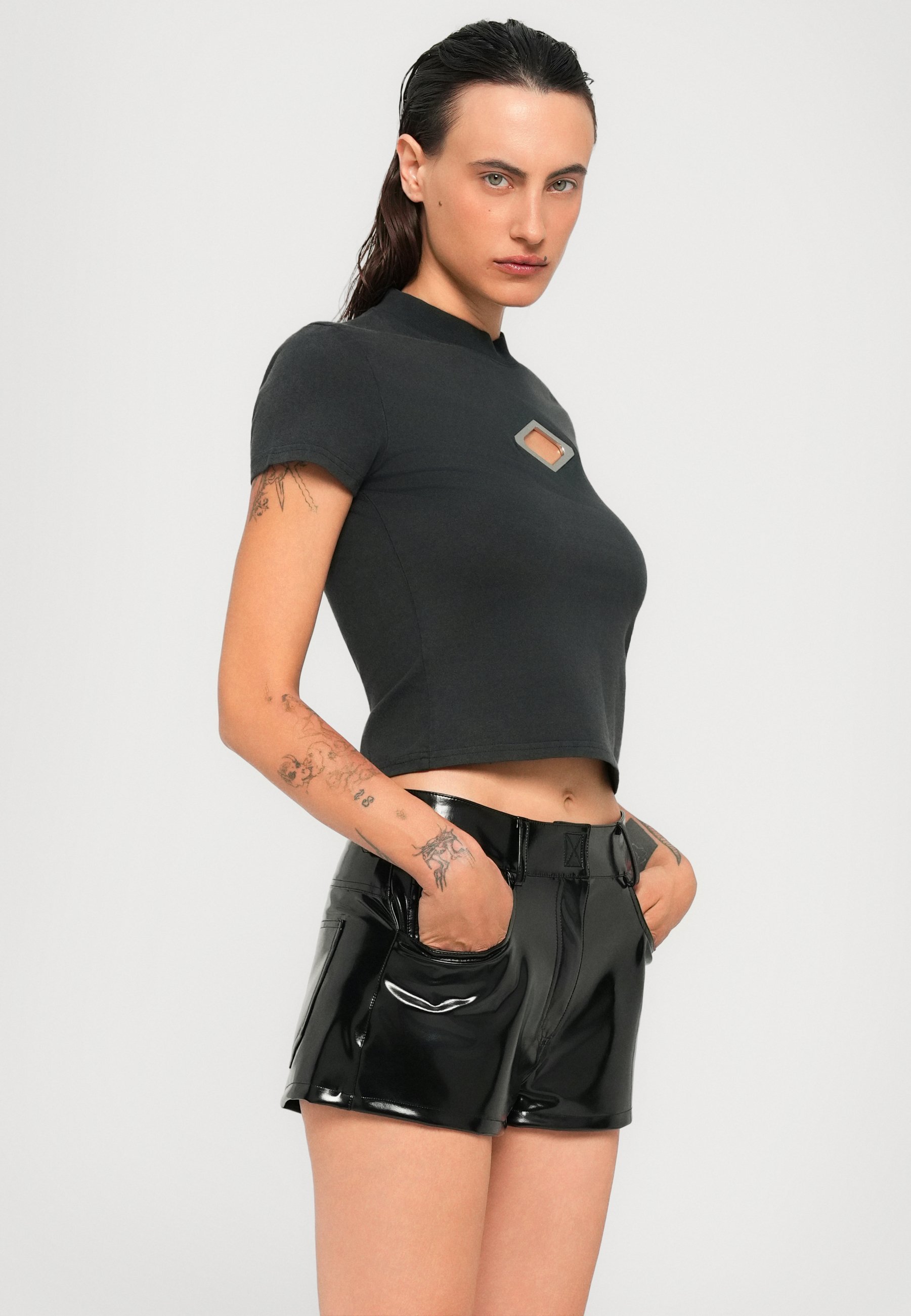 Han Kjøbenhavn DIAMOND SLIM - T-shirt imprimé - black