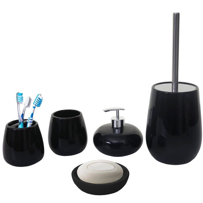 Set di 5 accessori da bagno in ceramica, neri 04_0004841