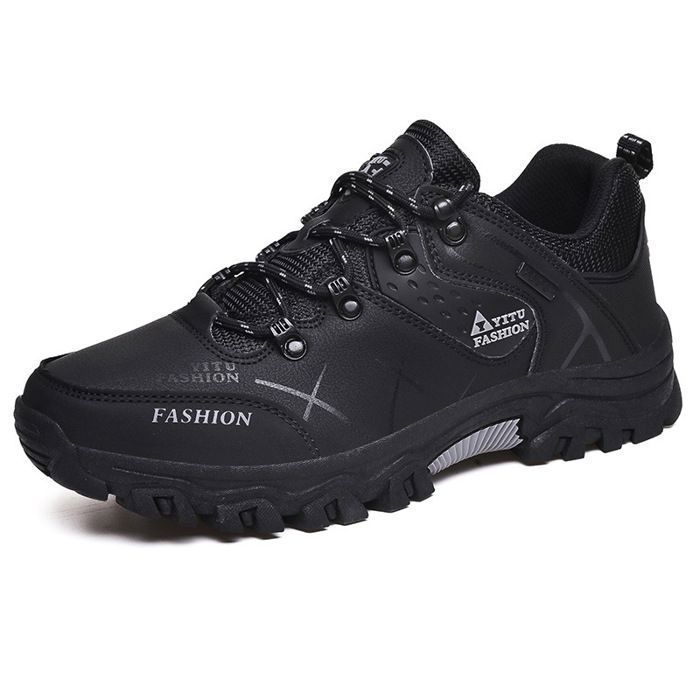 Zapatillas de senderismo para hombre - Negras - Para senderismo al aire libre - Impermeables - Transpirables - Cómodas