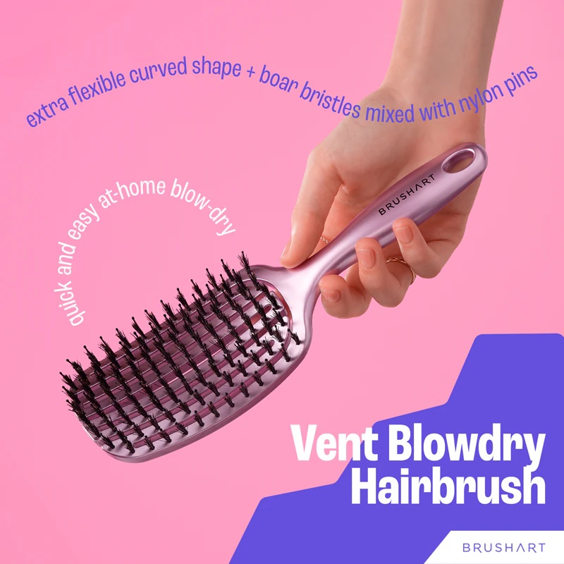 BrushArt Hair Vent matu suka ar mežacūkas sariem, žāvējama