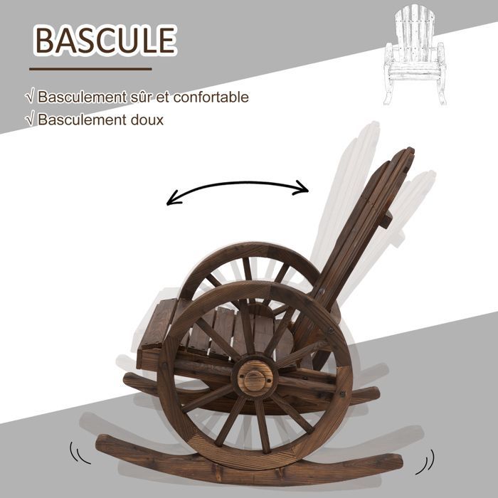 Fauteuil de Jardin Outsunny Bois de sapin 88x68x92cm Marron