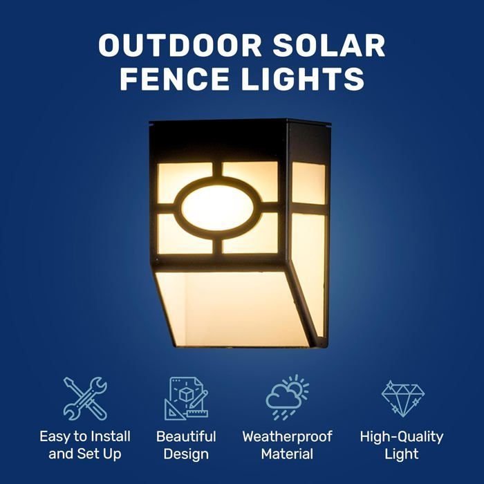 Luci solari da parete per esterni (set da 8) - Luci solari per recinzioni - Illuminazione per esterni - Luci da giardino a LED impermeabili