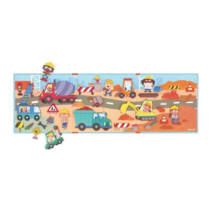 Magnéti'Stories Chantier - Jeu Éducatif Magnétique 30 Aimants - Jouet Enfant en Carton FSC - Dès 3 Ans