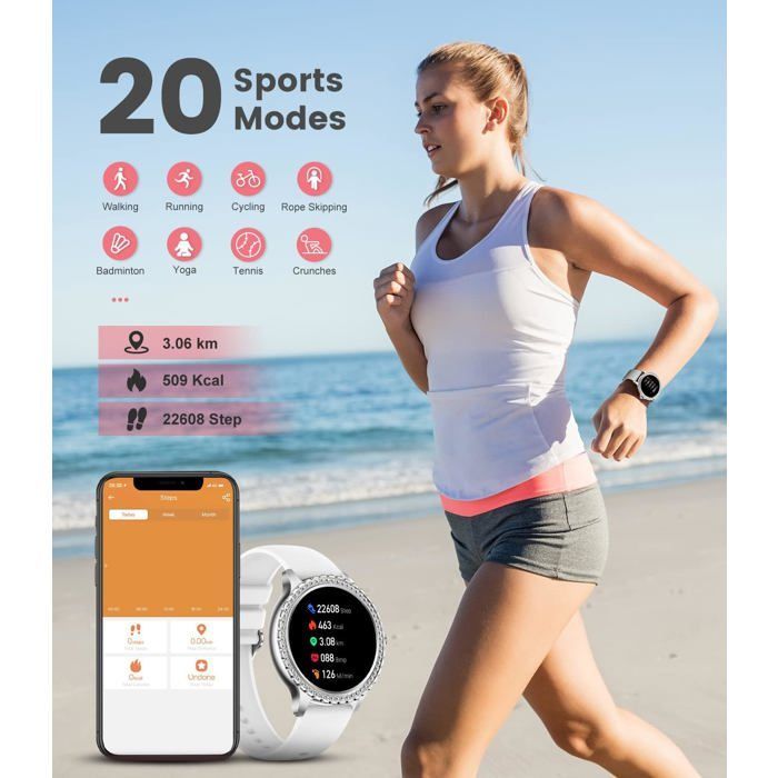 Smartwatch da donna - ZVVN - Touchscreen da 1,32