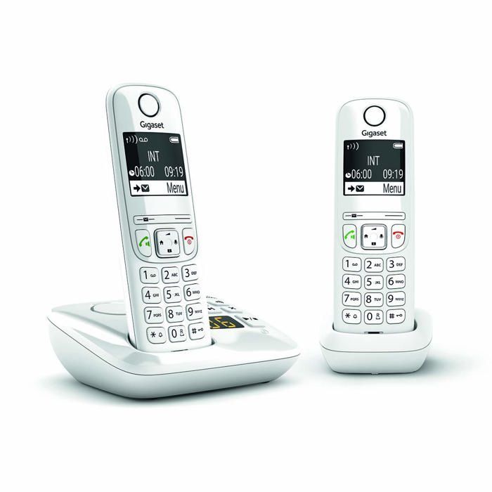 Teléfono inalámbrico AS690 A Duo blanco - GIGASET - Inalámbrico - Contestador automático de 20 min - Identificador de llamadas - Manos libres