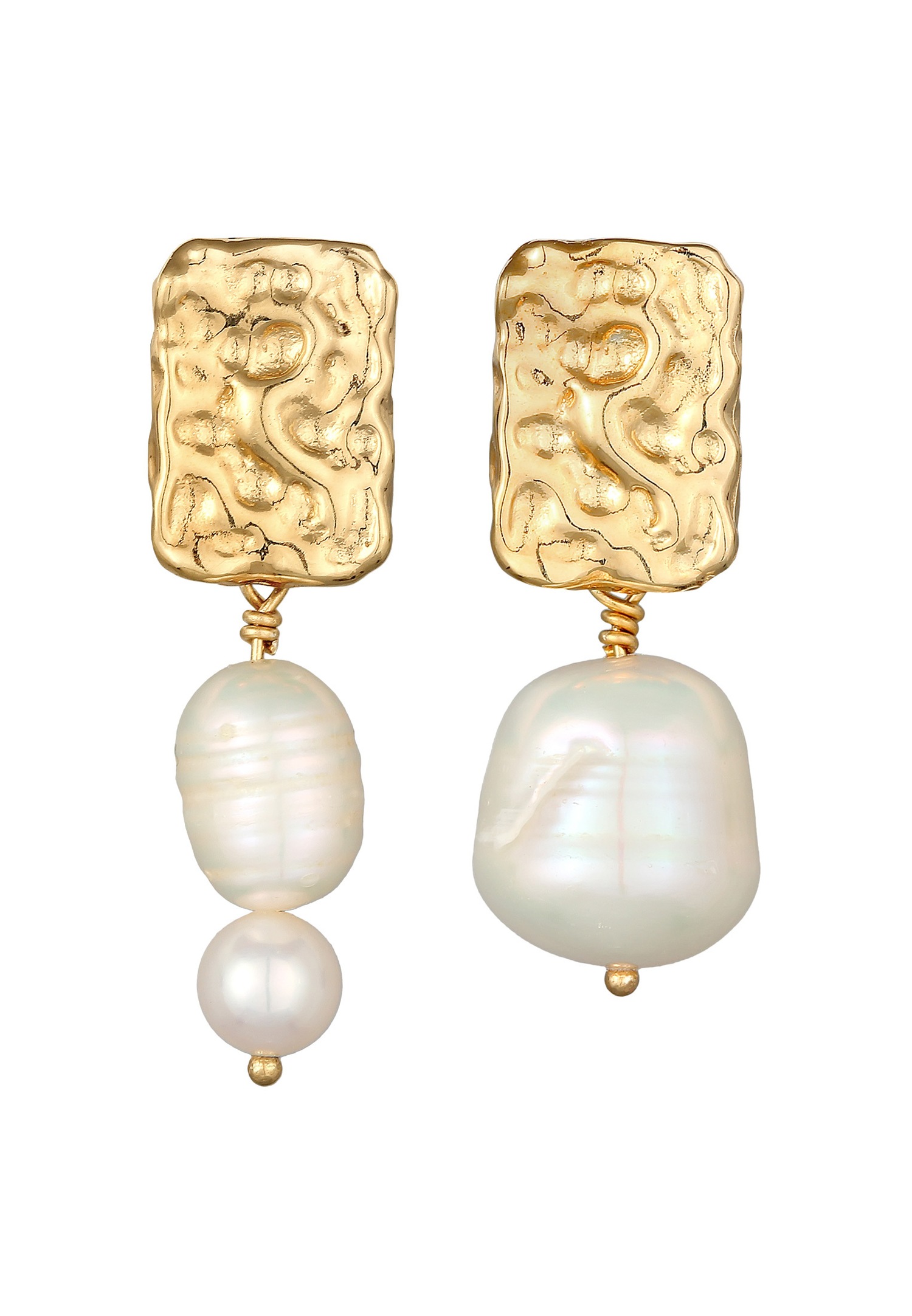Elli PREMIUM Elli PREMIUM Boucles d'oreilles Femmes clous d'oreilles style organique baroque avec perles de culture d'eau douce en argent sterling 925 plaqué or