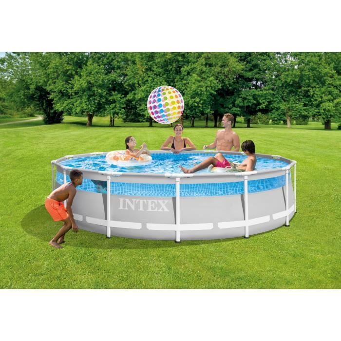 Piscina Tubular Intex Acima do Solo - Pris Frame - 427 x 107 cm - Redonda (Bomba, capa, tapete de proteção e escada) - 26722NP