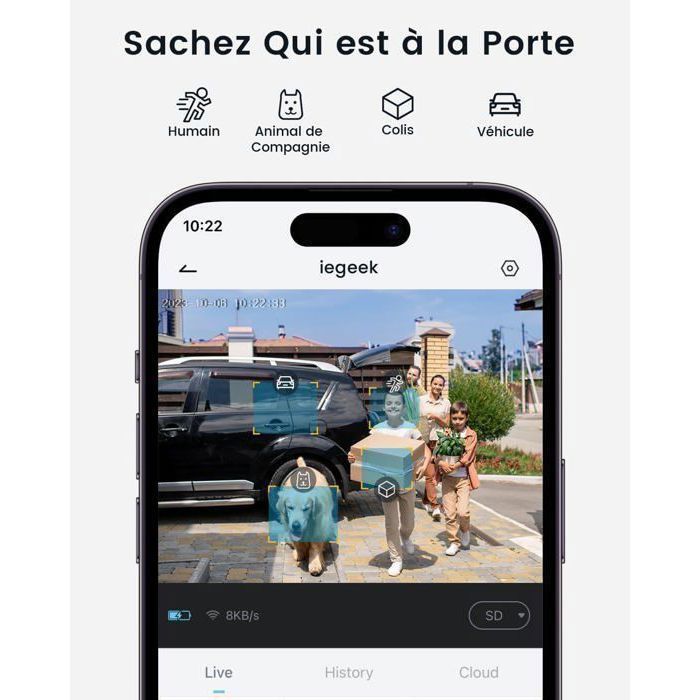 ieGeek 2K Sonnette sans Fil avec Camera  WiFi avec Support d'angle De Sonnette Réglable,  Sonnette Vidéo, PIR, Changeur De Voix