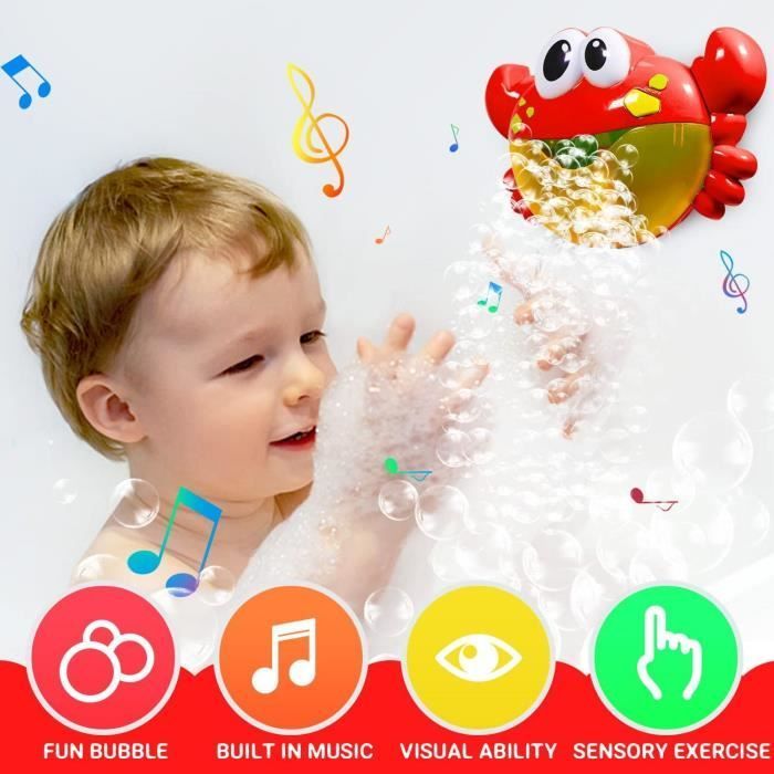 Juguetes de baño para bebés, máquina de burbujas con forma de cangrejo y música, juguetes de baño para niños pequeños, niños y niñas, soplador de burbujas.