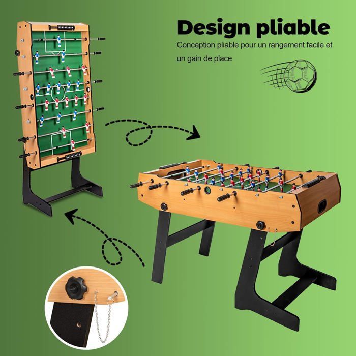 Pebolim HLC - pés dobráveis + haste telescópica - jogo de pebolim infantil - presente para bebês - 121*61*81cm