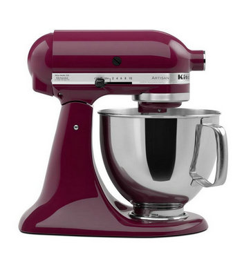 Artisan 5 Qt. 10-snelheden Boysenberry staande mixer met platte klopper, 6-draads garde en deeghaak.