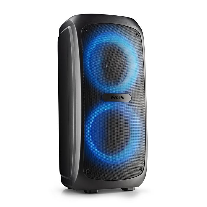 NGS WILD TEMPER: 200W portátil BT/TWS, USB/AUX, LED, autonomia de 5h, 2 entradas micro.