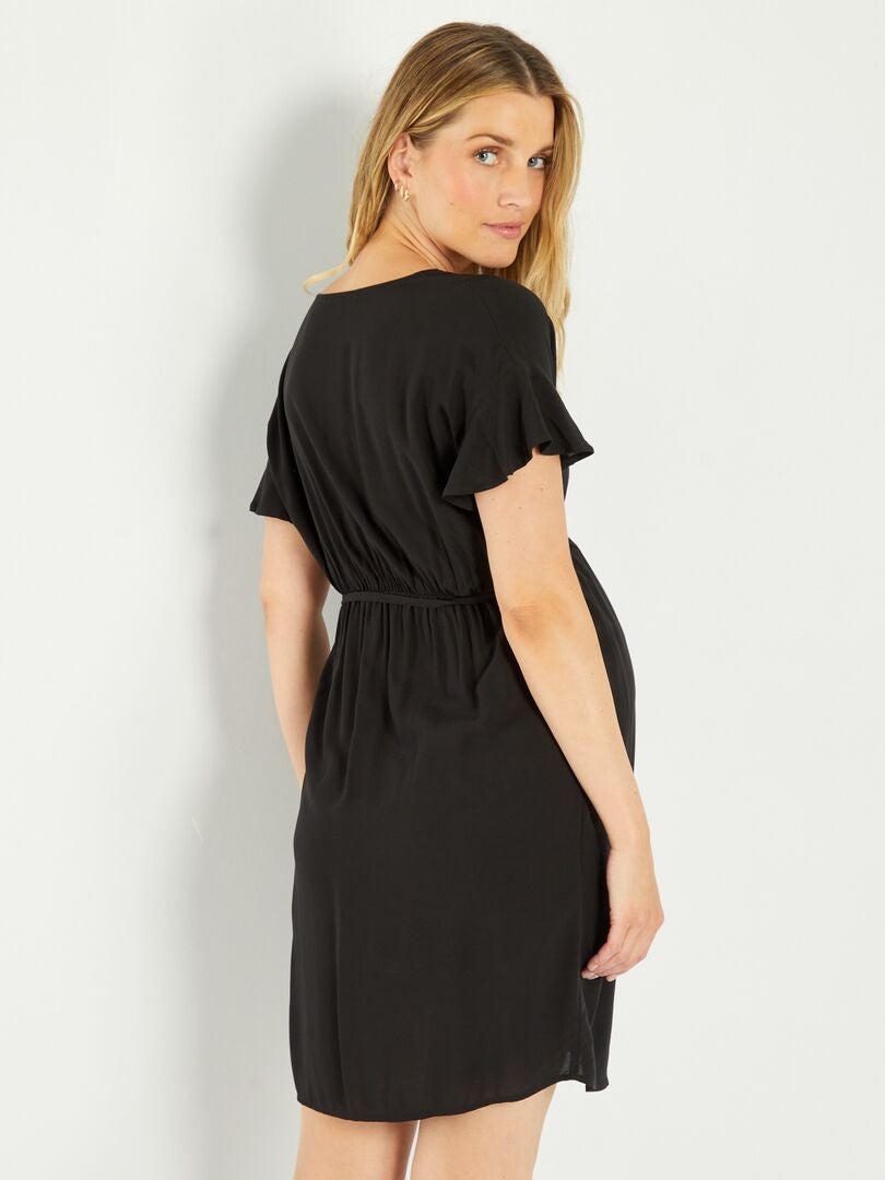 Vestido de maternidad de corte recto en color liso - Negro
