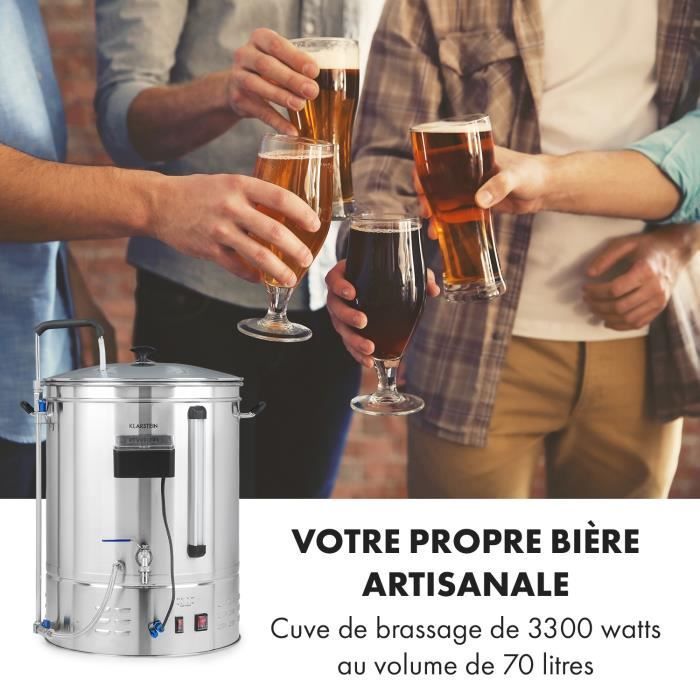 Marmita para elaborar cerveza - Klarstein Brauheld Pro - 3300W - 70L - 30-100°C - bomba de circulación - acero inoxidable