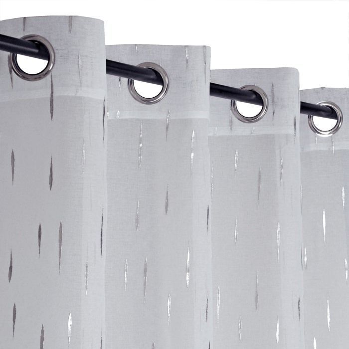 Rideau Voilage Argenté Goutte d'Eau à Œillets 140x240cm - Élégance et Modernité