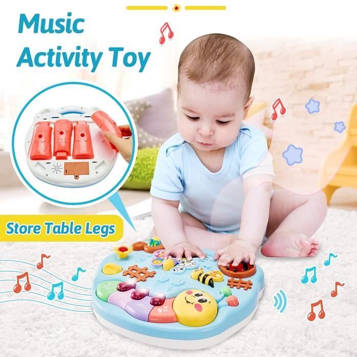 Mesa de actividades musical para bebés de 1 año, juguete de aprendizaje temprano para niñas, juegos musicales educativos, regalo para bebés de 12 a 18 meses (niñas y niños).