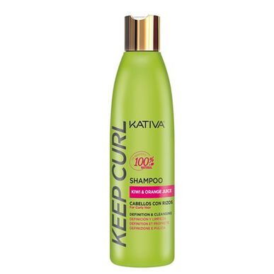 Kativa Keep Curl Σαμπουάν με άρωμα ακτινιδίου και πορτοκαλιού για τον ορισμό των σγουρών μαλλιών 250 μλ