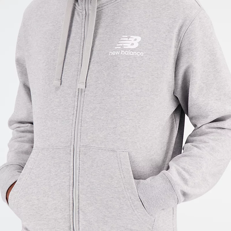 Essentials Herren-Frotteejacke mit gestapeltem Logo – Sportgrau