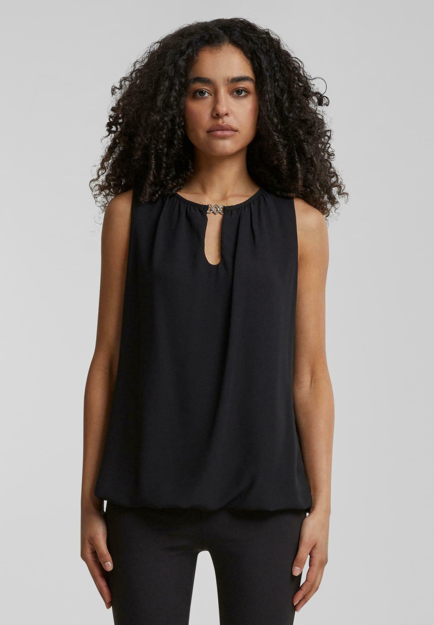 Cloud 5ive MIT SCHLÜSSELLOCH-UND DEKO-SCHNALLE - Blouse - schwarz