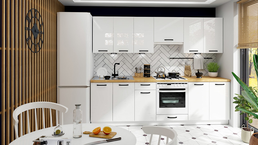 Komplet kuchenny Top Line 260 cm biały połysk