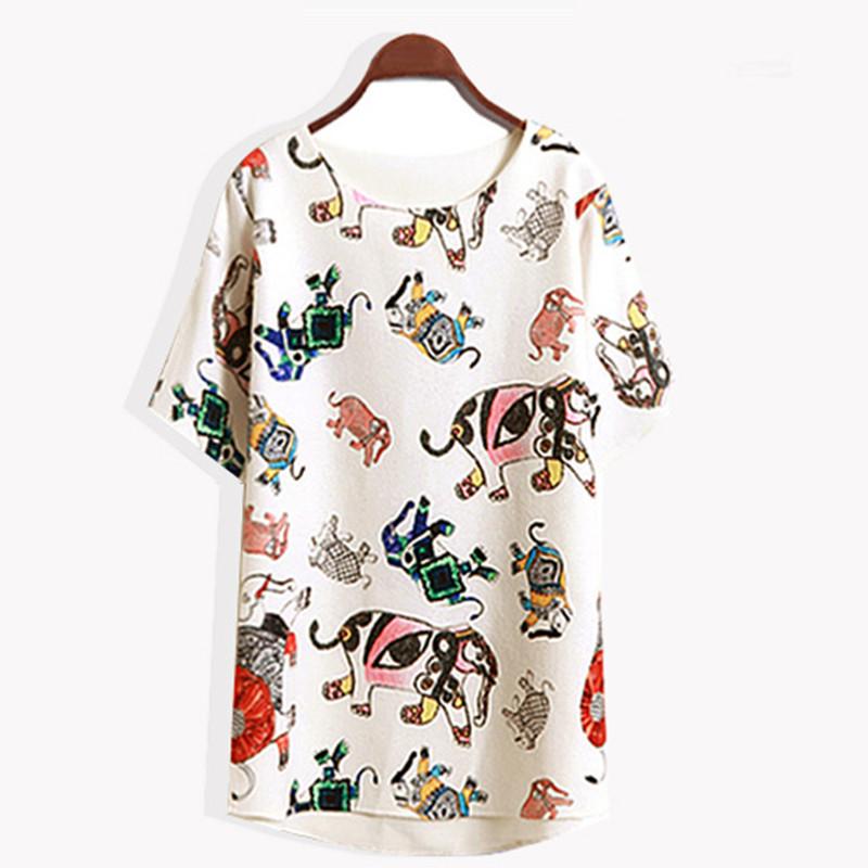 Grandes tailles 4XL, 5XL et 6XL - Vêtements femme - Chemisier ample et décontracté à imprimé - Manches courtes en mousseline - Idéal pour l'été -