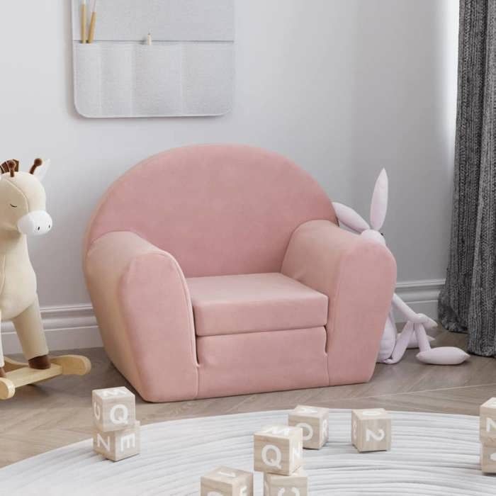 Sofá cama infantil vidaXL, rosa, felpa suave 356997