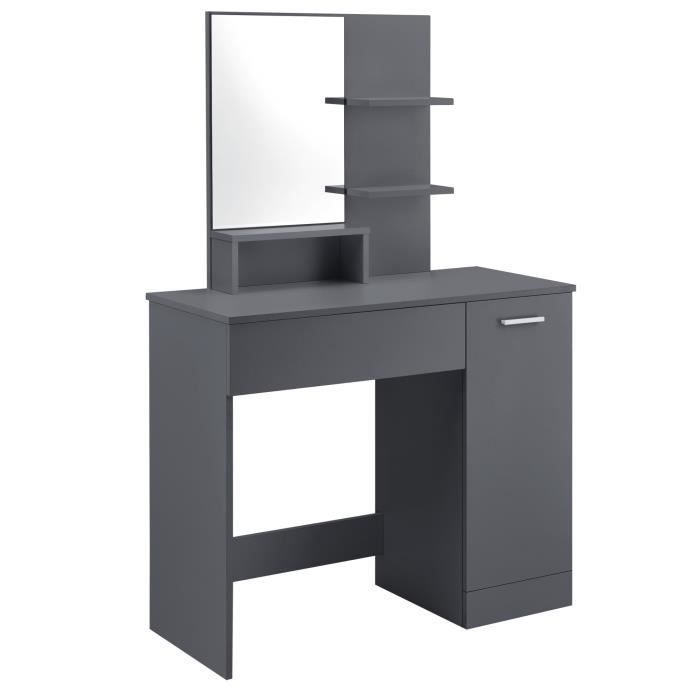 Coiffeuse Design avec Miroir Krugersdorp 138 x 90 x 38 cm Gris Foncé