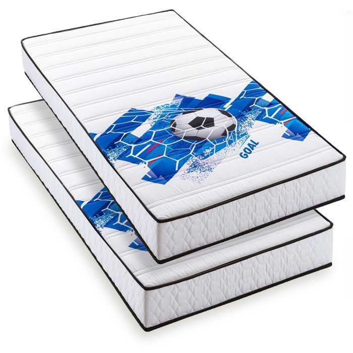 Set di 2 materassini da calcio in schiuma da 90x190 cm - Schiuma sagomata a 5 zone di comfort - Supporto rigido - Spessore 15 cm - Prodotto in Belgio