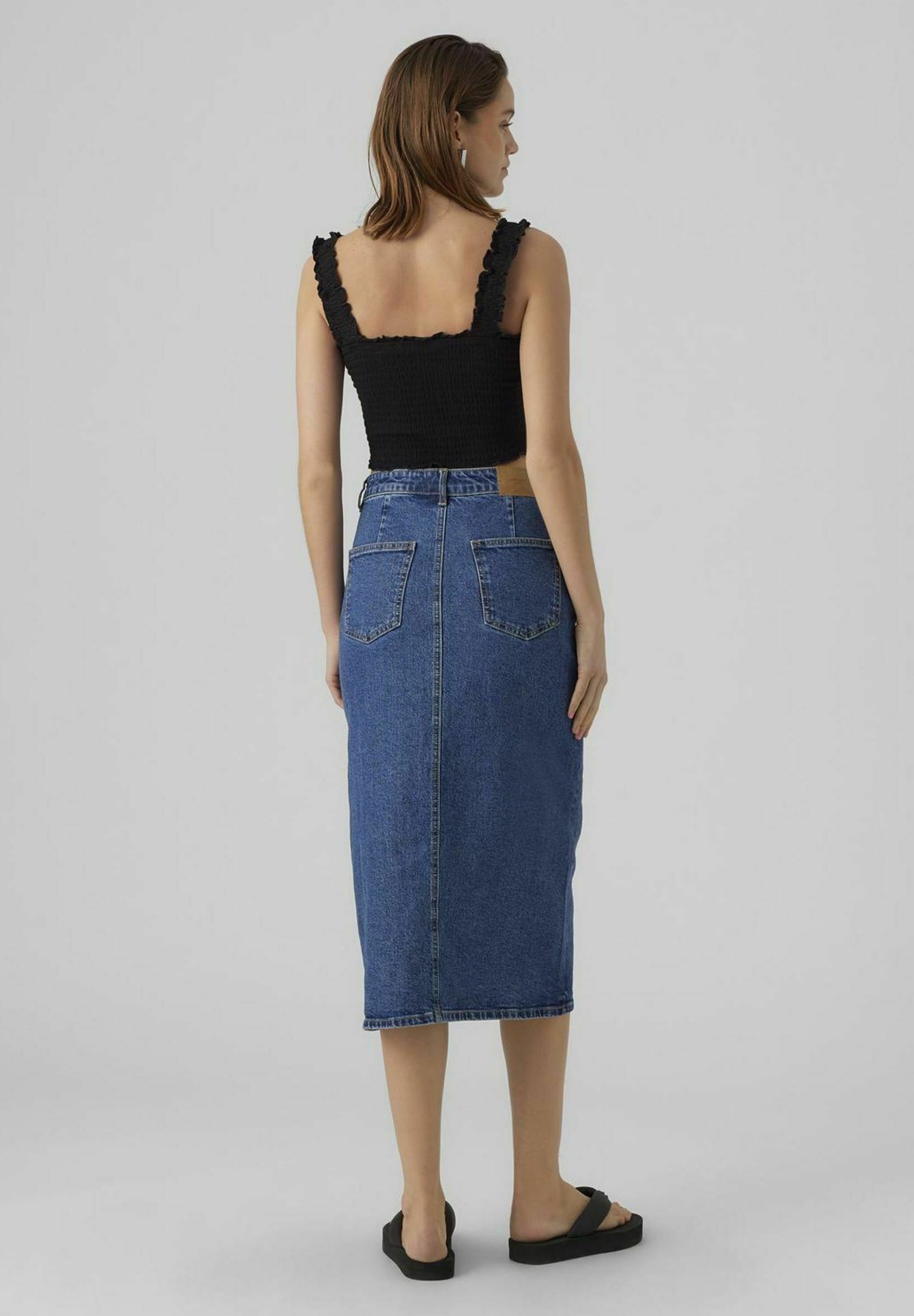 Vero Moda VMVERI CALF - Jupe crayon - denim bleu moyen