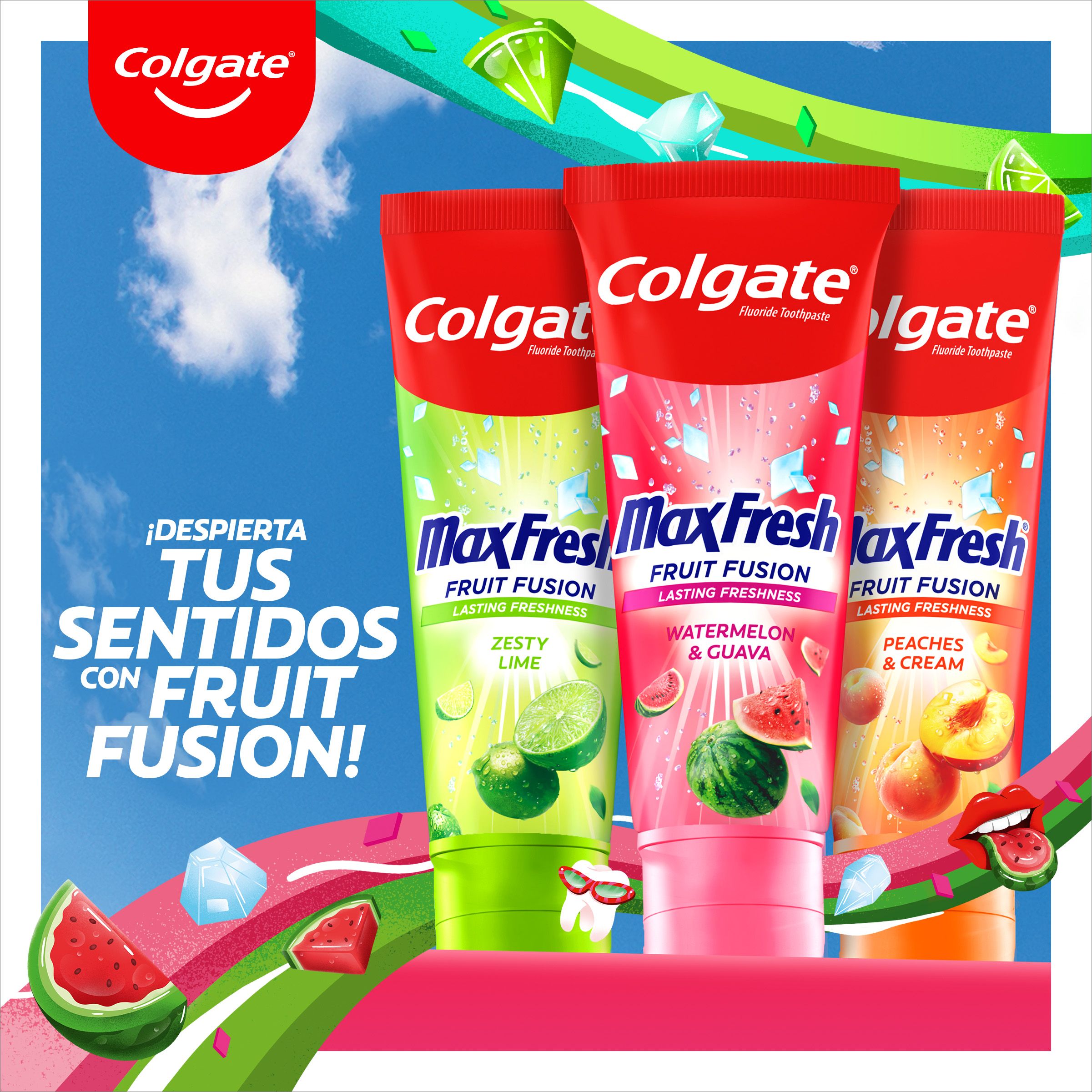Colgate Max Fresh Fruit Fusion pasta za zube s okusom lubenice i guave Paste za zube i paste za zube