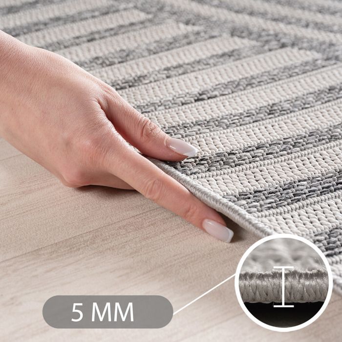 SIMPEX Tapis d'extérieur Gris 160x230 cm, cuisine, modern design bohème