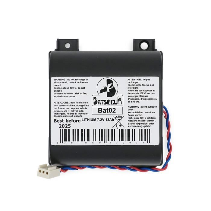 BATSECUR Alarm Battery BAT02 7.2V 13.0Ah Compatible with DAITEM/LOGISTY with casing