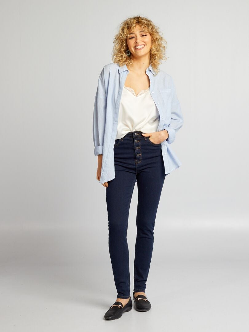 Calça jeans skinny de cintura alta - AZUL