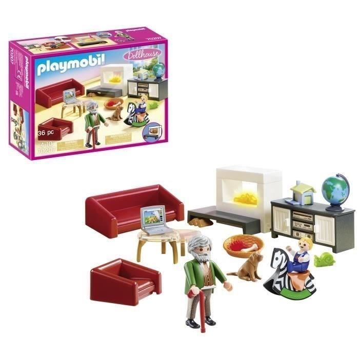 PLAYMOBIL 70207 Olohuone takalla, Nukkekoti Perinteinen talo, 36 osaa, Ikä 4+